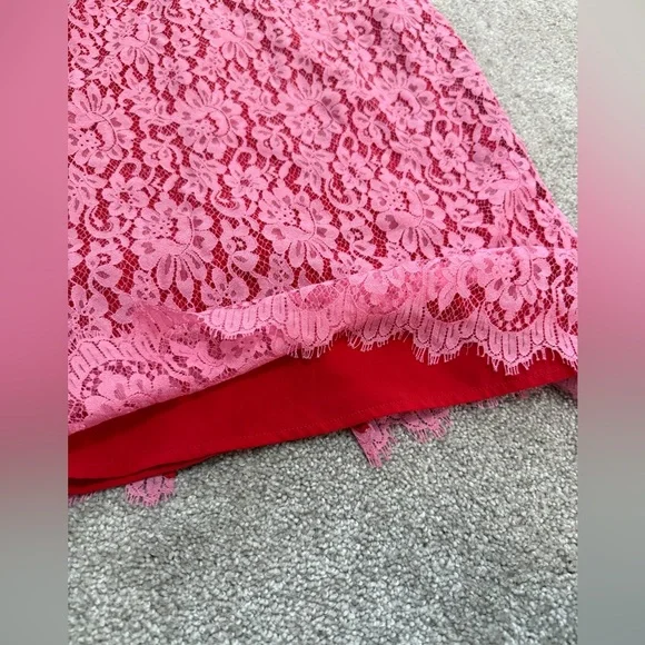 Diane Von Furstenberg - DVF - Pink/Red Lace Pencil Skirt - size 8 - EUC - Picture 5 of 10